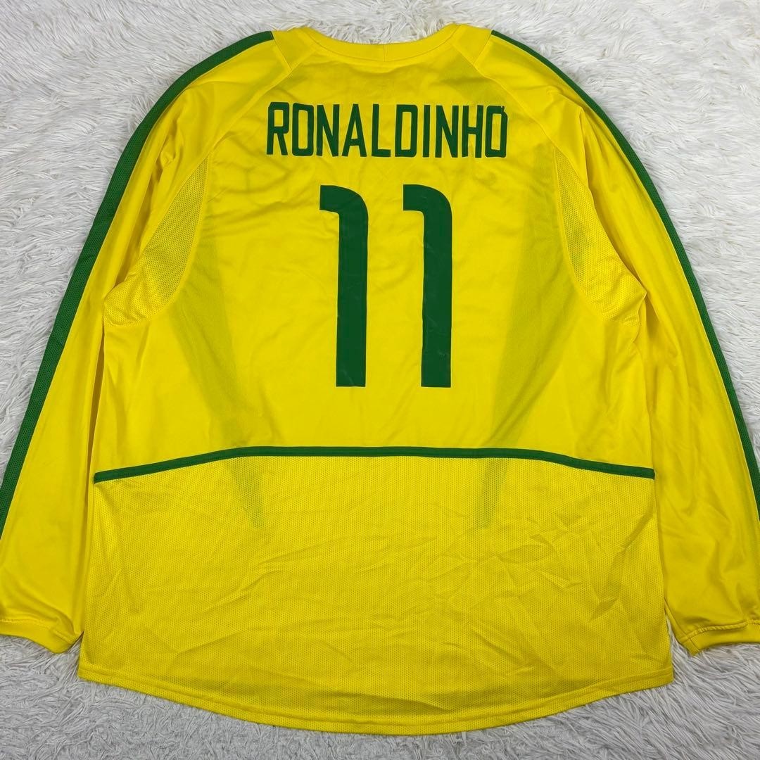 Nike Ronaldinho Brazil 2002 Long Sleeve Jersey XL Yellow Green