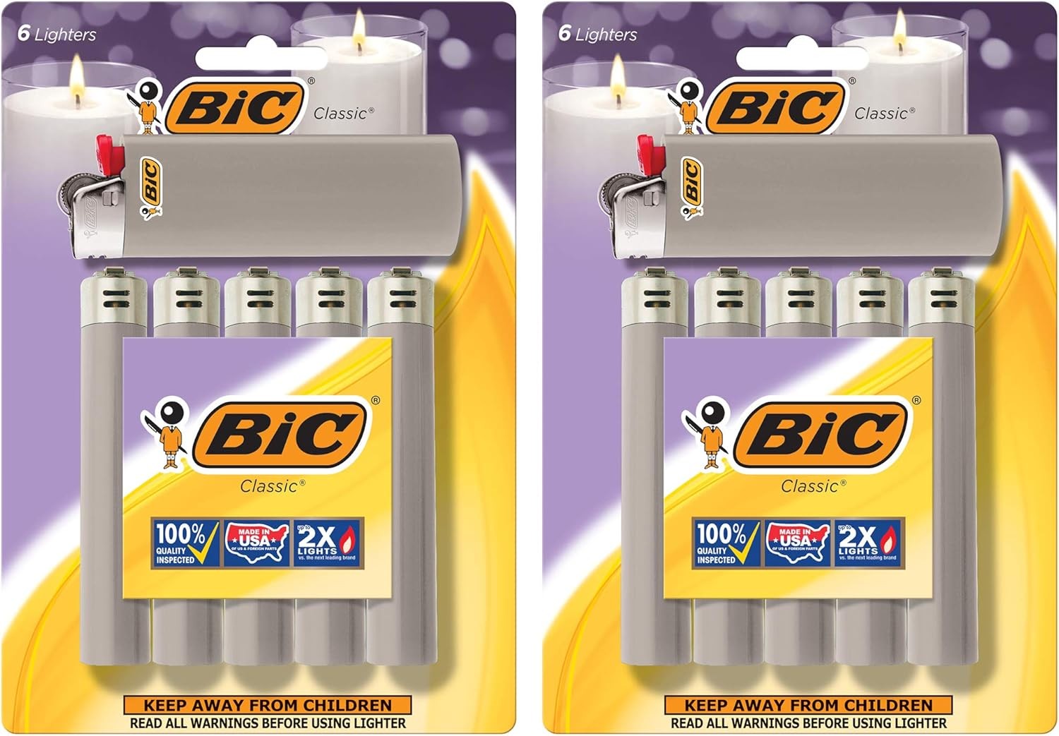 BIC Classic Maxi Pocket Lighter, Gray, 12-Pack (Packaging Ma