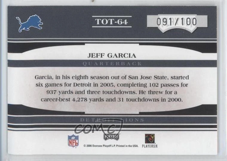 2006 Playoff Absolute Memorabilia Tools of the Trade Red /100 Jeff Garcia - Image 2 of 2