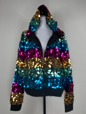 NWOT Victoria's secret Pink Rainbow Bling Fashion Show Full Zip Hoodie L