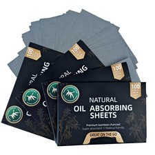 Natural Bamboo Charcoal Oil Blotting Sheets for 100 Count Pack of 4 , grey