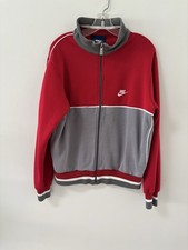 Vtg NIKE Colorblock Full Zip 1980s Jacket M Red Gray White Track