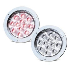 Pack of 2 4 Inch Round Clear Lens Red LED Trailer Tail Lamp Brake Lights 12 D...