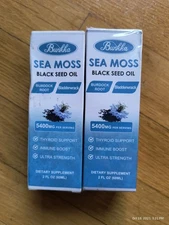 Bunkka Sea Moss Black Seed Oil Dietary Thyroid Support Sealed 2 fl oz Two Pack 
