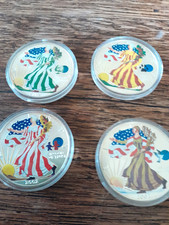 2002 American Silver Eagle 1 oz 0.999 Silber coloriert – 4 Stück Set rarität