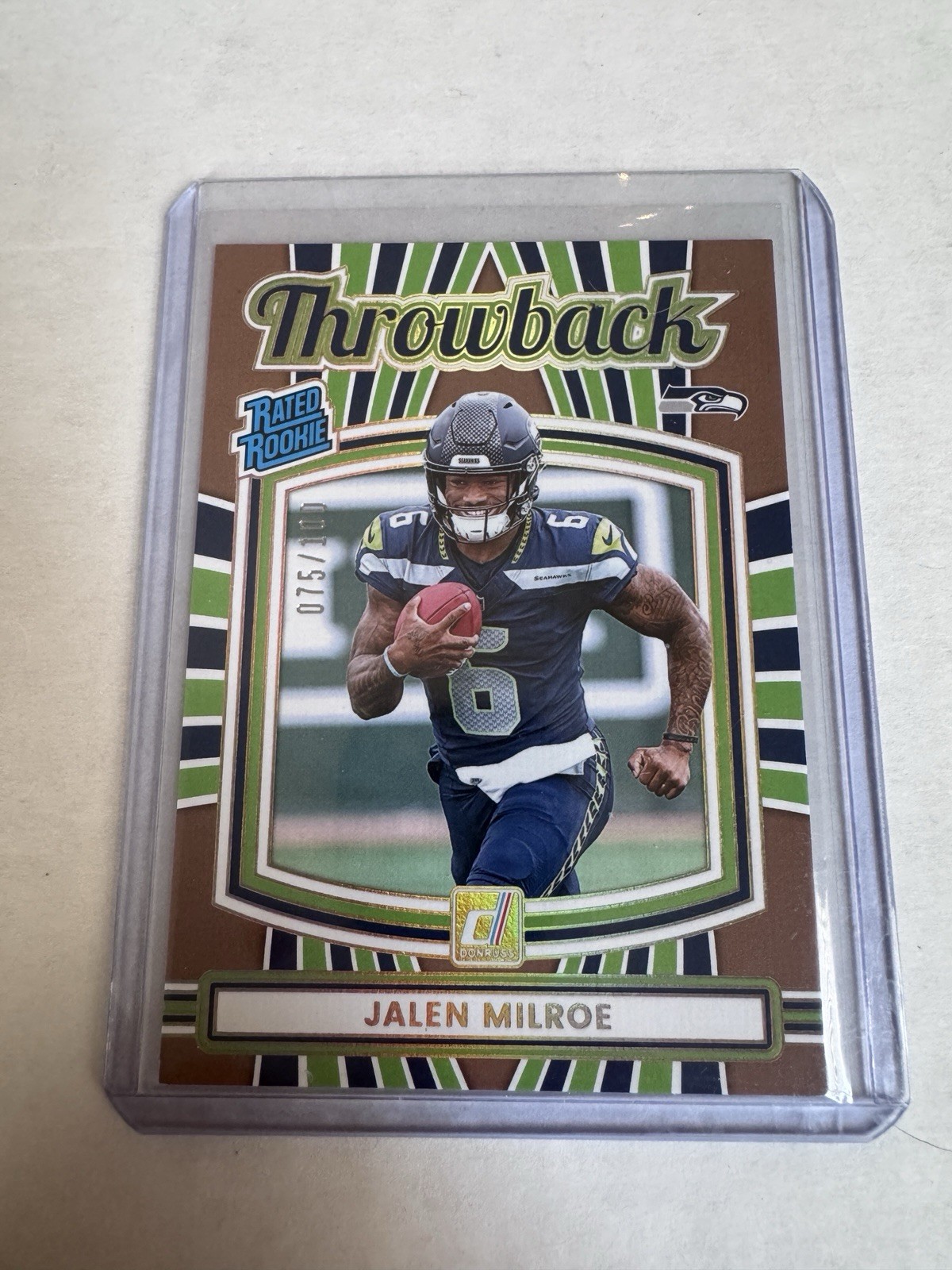 Jalen Milroe Rated Rookie 2025 Donruss Throwback /100 Bronze Seattle Seahawks