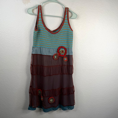 Van-Dos Women's Whimsy Boho Hippie Unique Crochet Dress Mutlicolor Sz 44/XL