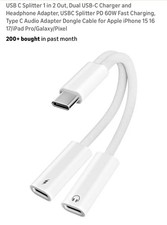 USB C Splitter 1 in 2 Out, Dual USB-C Charger and Headphone Adapter