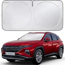 Car Windshield Sun Shade with Storage Pouch. Reflective Size: Large 64 X 34
