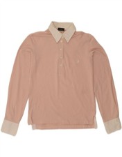 FRED PERRY Womens Long Sleeve Polo Shirt UK 14 Large Pink Cotton OH24