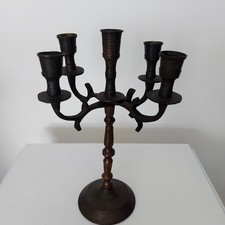 1 alter 5 armiger Vintage Messing/Bronze? Kandelaber knapp 1 Kilo nicht magnetisch