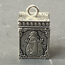 The Three Snowman Box Pendant Charms Pewter