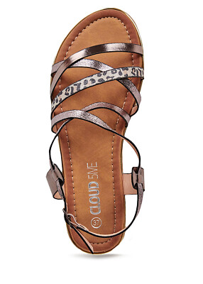 Damen Cloud5ive Schuhe Riemen Sandale mit Details in Leo Print silber N23046549