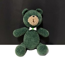 Handmade Knitted Bear Toy Gift Semi Cotton 28cm Eco Green Blue Brown Grey Color
