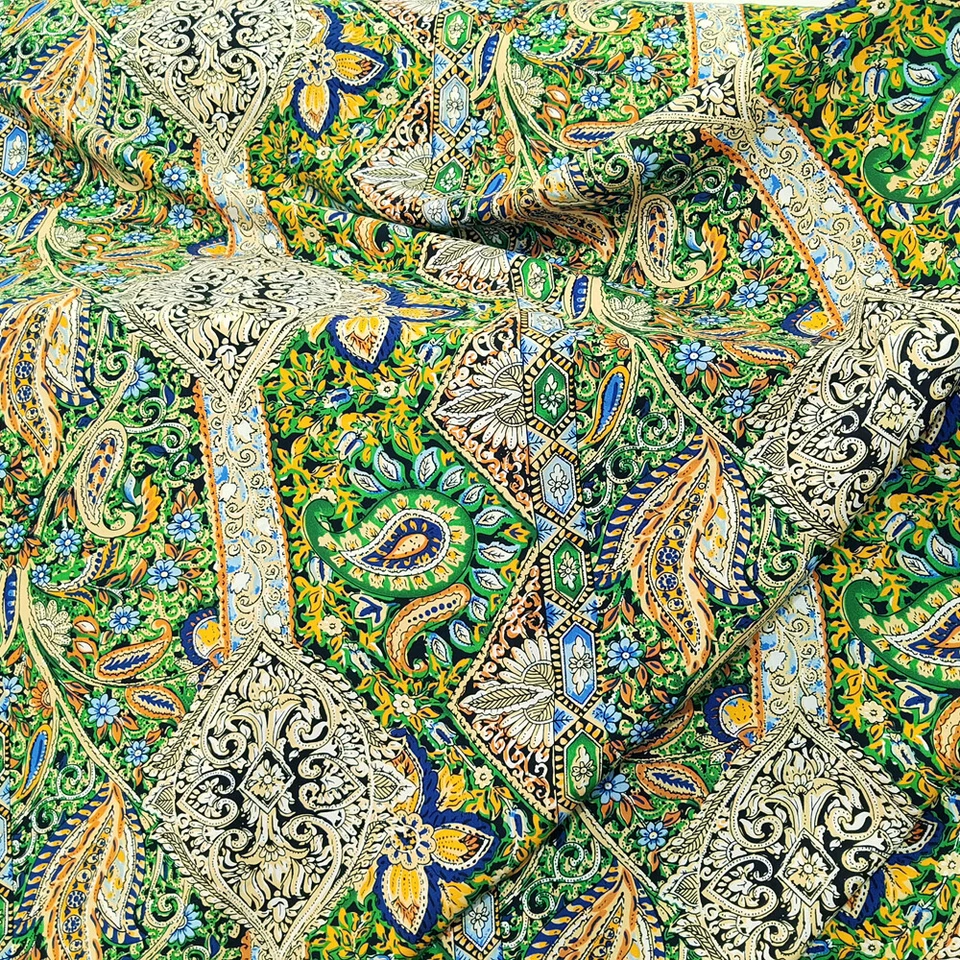 1 meter X 1.45 meter Vintage Paisley Viscose Fabric Dress Gown Material Rayon - image 4 of 4