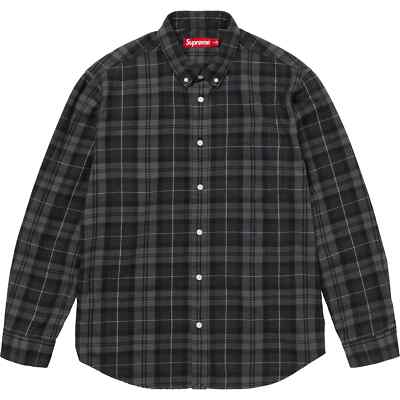 Supreme Plaid Flannel Shirt Black Tan Purple Blue FW24 4colors | eBay