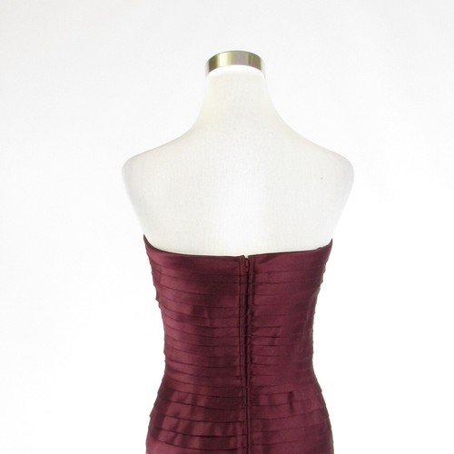 Maroon red TADASHI strapless tiered dress 6 - Picture 8 of 8