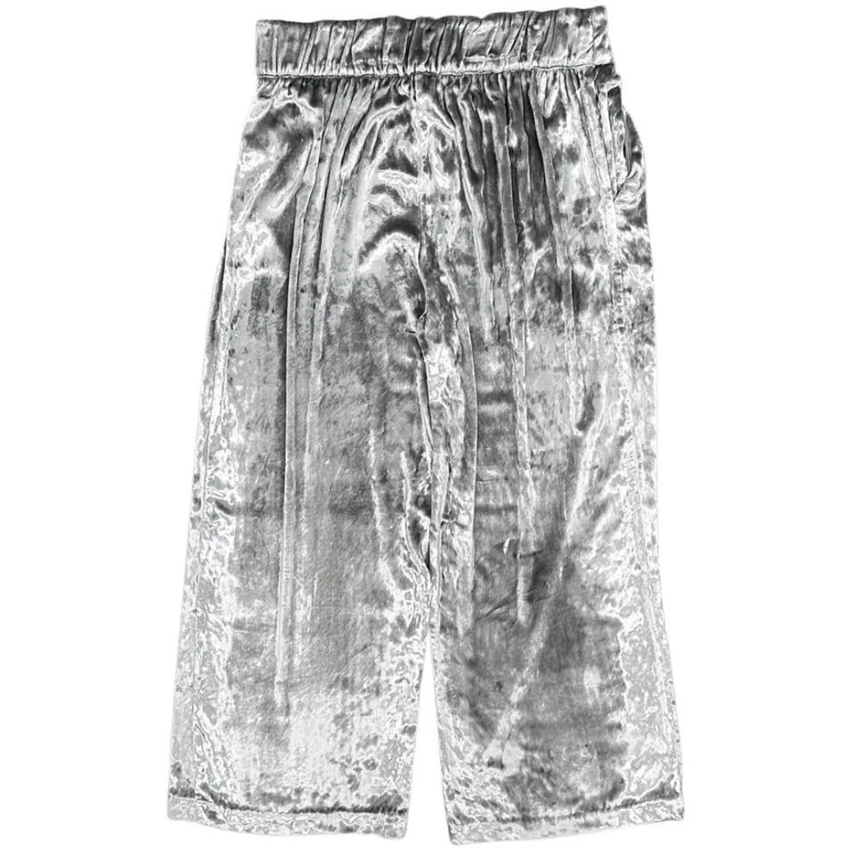 Pantalones Anthropologie Maeve Anastacia Terciopelo Tiro Alto Pierna Ancha en Plateado Talla M Foto 4 de 4