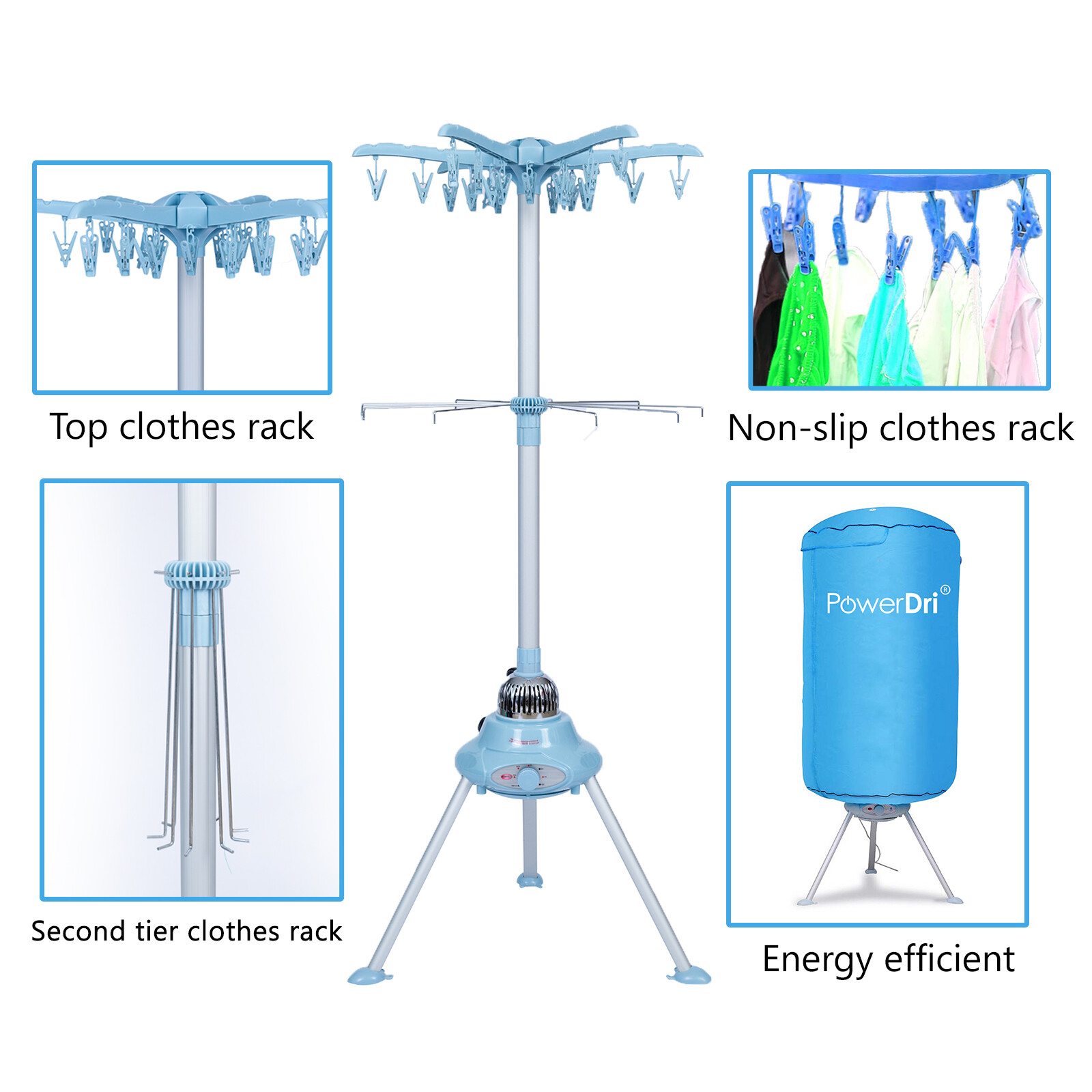 ELECTRIC CLOTHES DRYER 15KG INDOOR WET LAUNDRY WARM AIR DRYING POWERDRI