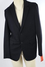Theory Clinton Blazer Jacket Navy Check Pattern Collared Button Mens Size 40