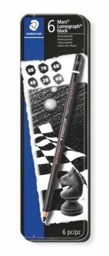 Staedtler Mars Lumograph Black Tin of Assorted Artists Pencils