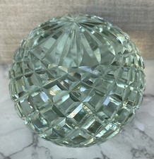 Clear Diamond-Cut Solid Crystal Glass Lg Globe Sphere Paperweight VTG 4 lb 4.25"