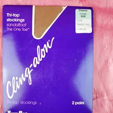  Vtg Sears Thi Top Cling alon Nylon Stockings Classic Nude 120-170lbs 2pr 8.5-11