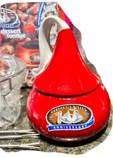 Hershey s Kisses Ceramic Fondue Pot Dessert Set / Candy Dish RED