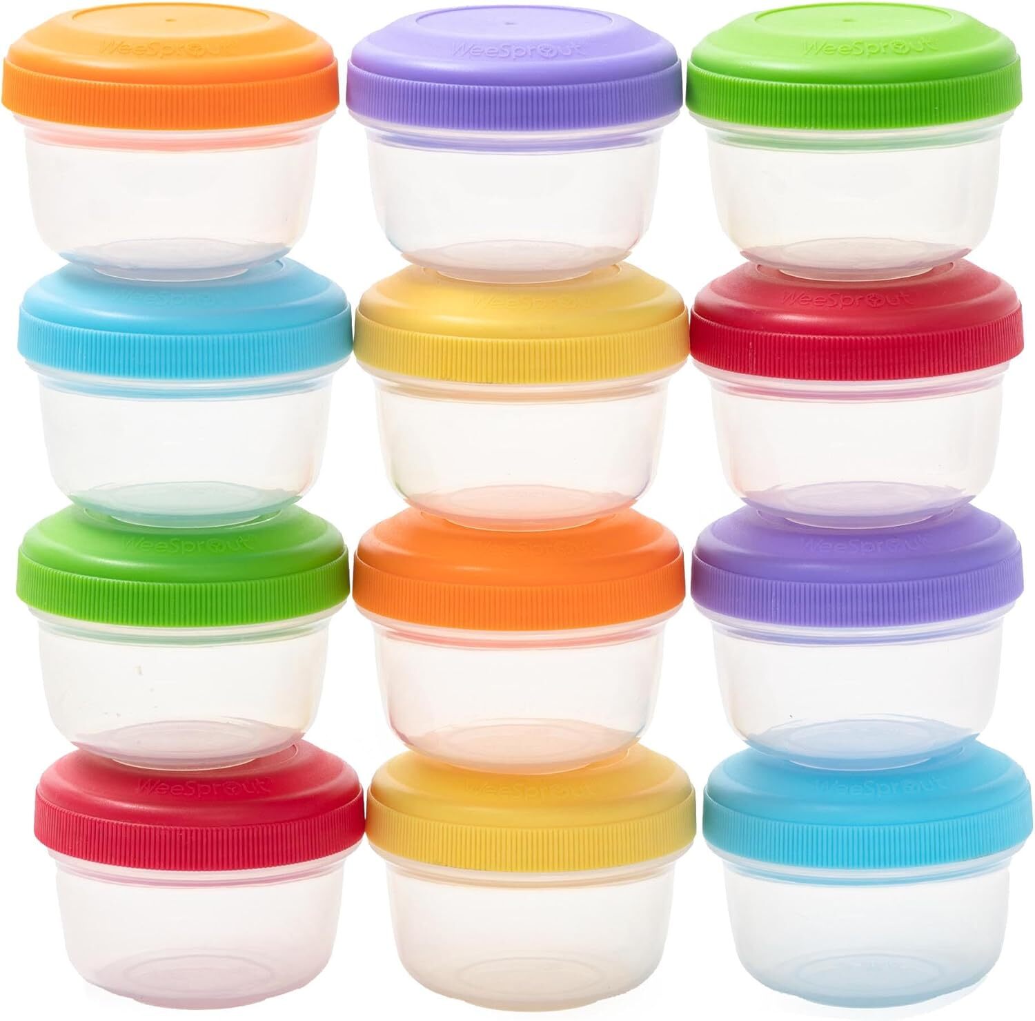 WeeSprout Baby Food Containers - Small 4 oz 12 Count (Pack of 1), Variety