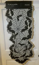 Tahari Beaded Halloween Bats Web Table Runner Centerpiece 14”x 54” Embroidered