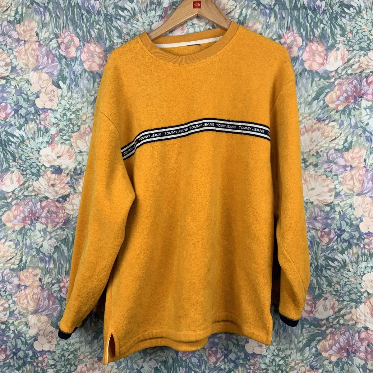 Vintage Tommy Hilfiger Tommy Jeans Mens XL Fleece Yellow Long Sleeve  Sweatshirt