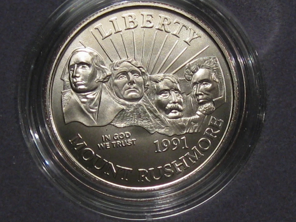 1991 US Mint Mount Rushmore 2 Coin Commemorative Set - Box & COA. #42 - Image 3 of 4