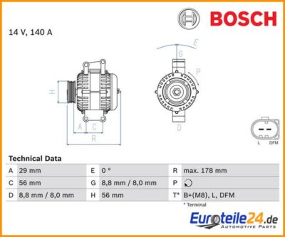 Generator Bosch 0986046180 for Audi A4 A4 Avant A4 Cabriolet
