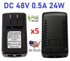 x5 48V-0.5A Wall Plug POE Injector Ethernet Adapter IP Phone/Camera Power Supply