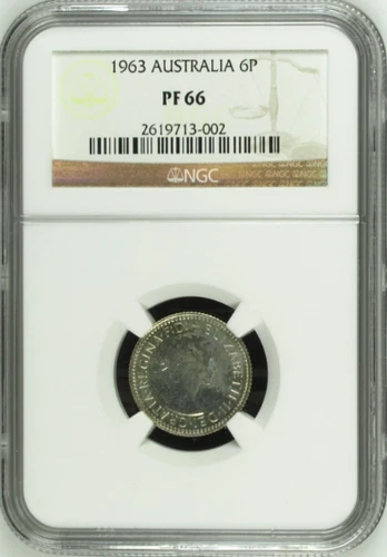 1963 (m) Proof Sixpence 6d Australia NGC PF66 GEM UNC