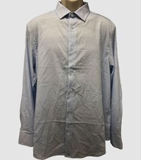  68 Report Collection Men's Blue Slim-Fit Stretch Dress Shirt Size 16.5/35