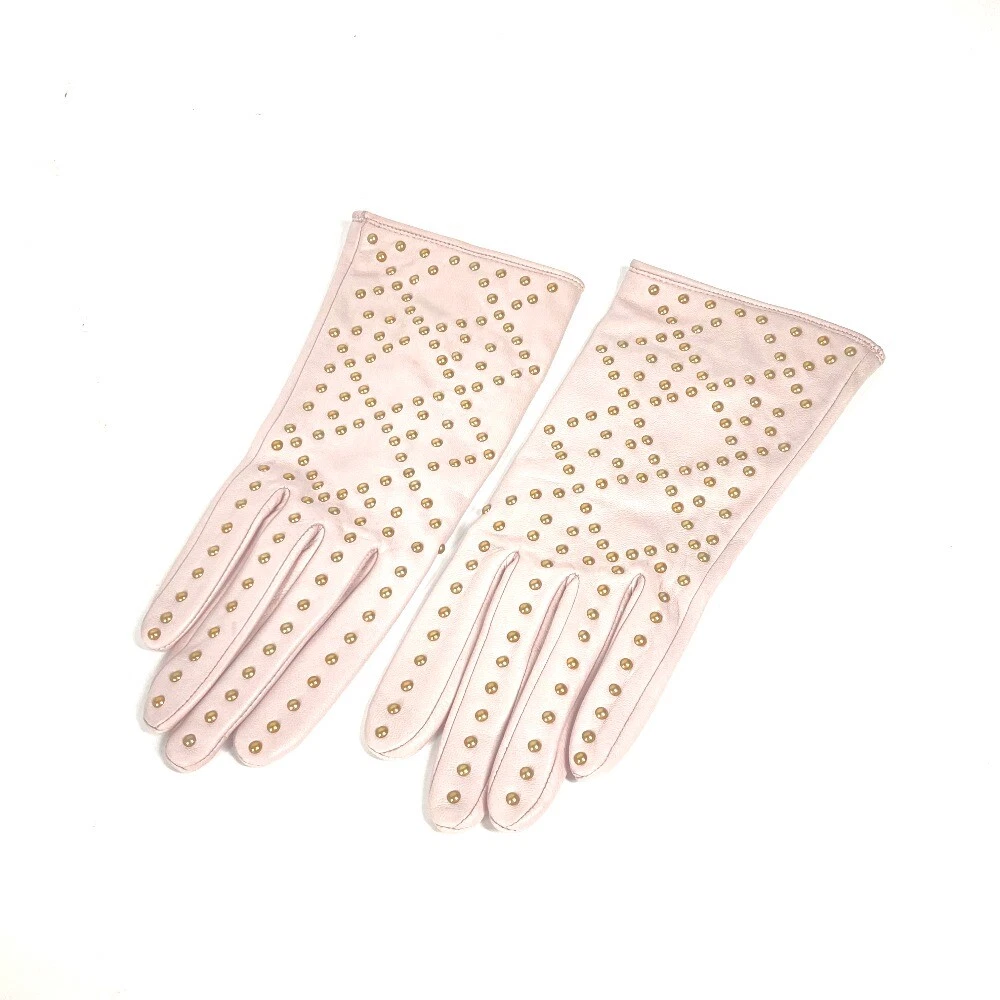 Gants Dior Studs Cannage Gant Cuir Rose