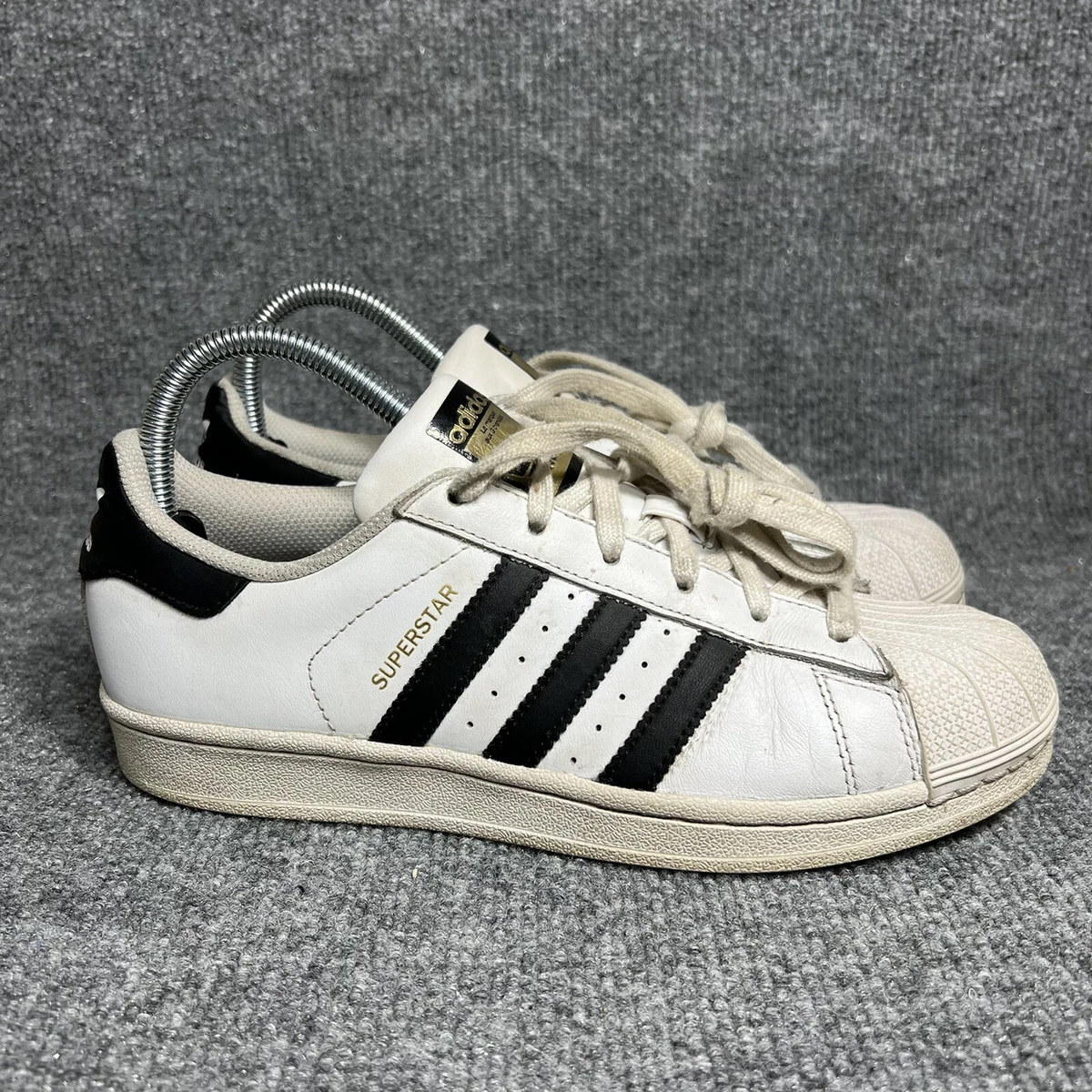 adidas Superstar Sneakers Womens 6.5 White Black Shell Toe Lace Up Shoes