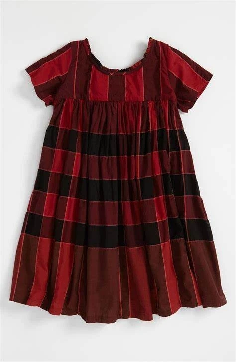 Abito rosso Burberry ragazza Nova stampa a scacchi taglia 4 5