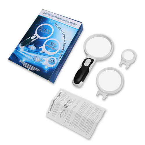 Hand-Held 2.5X/5X/16X Magnifying Glass Zoomer Magnifier Loupe 2LED Lamp Fashion - Picture 10 of 11