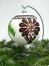 CHRISTMAS Ornament Polish Folk Art Hand Made Glass Ball 5 In   TOP QUALITY  