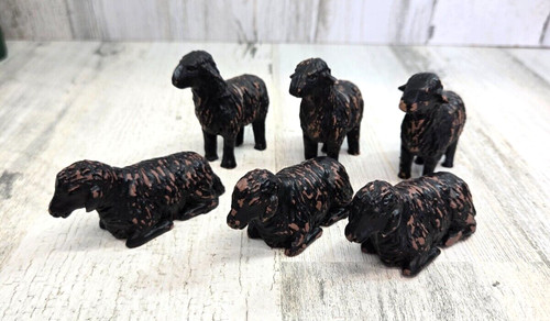 Sheep Table Place Card Holders Set of 6 Standing Laying Primitive Dinner Party