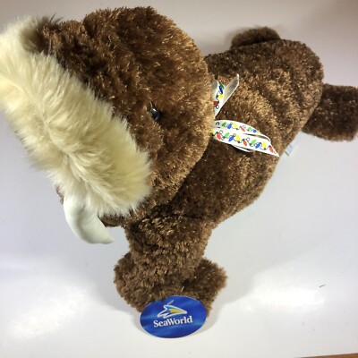 Sea World Brown Walrus Tusks Plush Stuffed Animal Large  14'' Christmas NWT HG12
