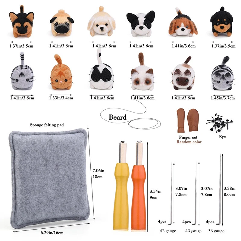 Dogs Cat Needle Felting Kit for Beginners DIY Gifts Wool Felting English Manual - Image 3 of 4