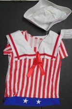 NEW Costume DANCE top Pullover Short Sleeve Sailor Collar Stripes Cracker Jack