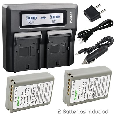 BLN-1 Battery & Dual Charger for Olympus OM-D E-M5 Mark II, PEN E-P5, PEN-F