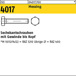 100 Sechskantschrauben ISO 4017 Messing M10x25 100 Sechskantschrauben ISO 4017 Messing M10x25