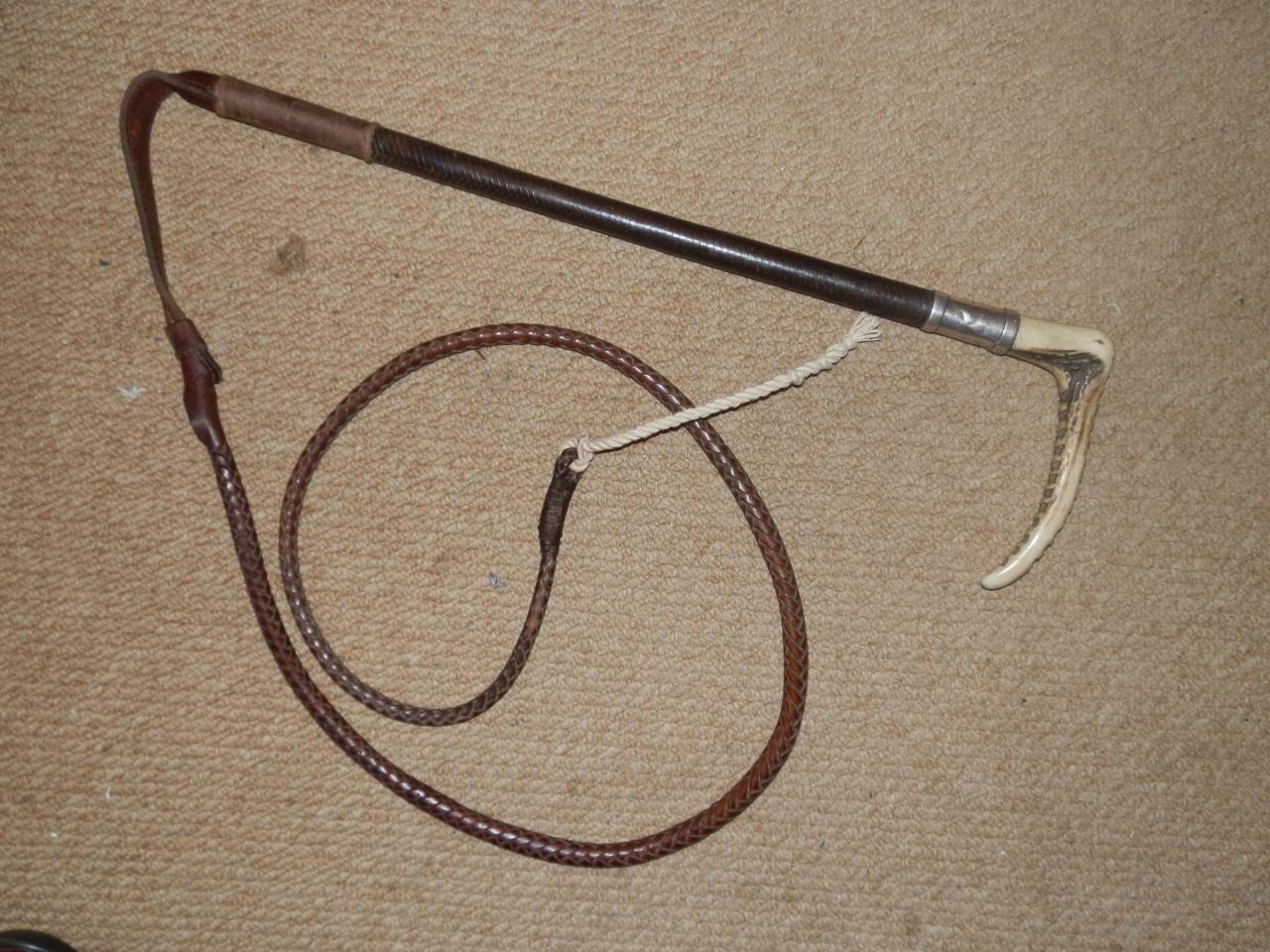 ANTIQUE SWAINE & ADENEY GENTLEMAN'S HALLMARKED SILVER HUNTING WHIP AND