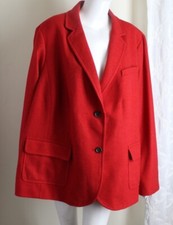 New Talbots Sz 24w Vibrant Red Pocket Chic Gorgeous Woven Wool Blazer Jacket 2x