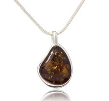 Natural Baltic Amber Sterling Silver 925 Pendant Necklace Gift Jewellery
